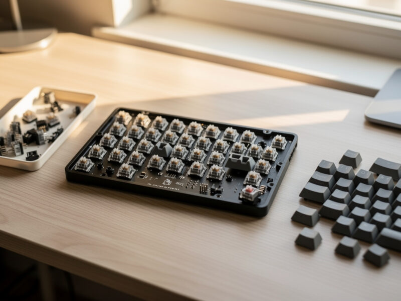 Affordable hotswap mechanical keyboard build in progress with switches and PBT keycaps