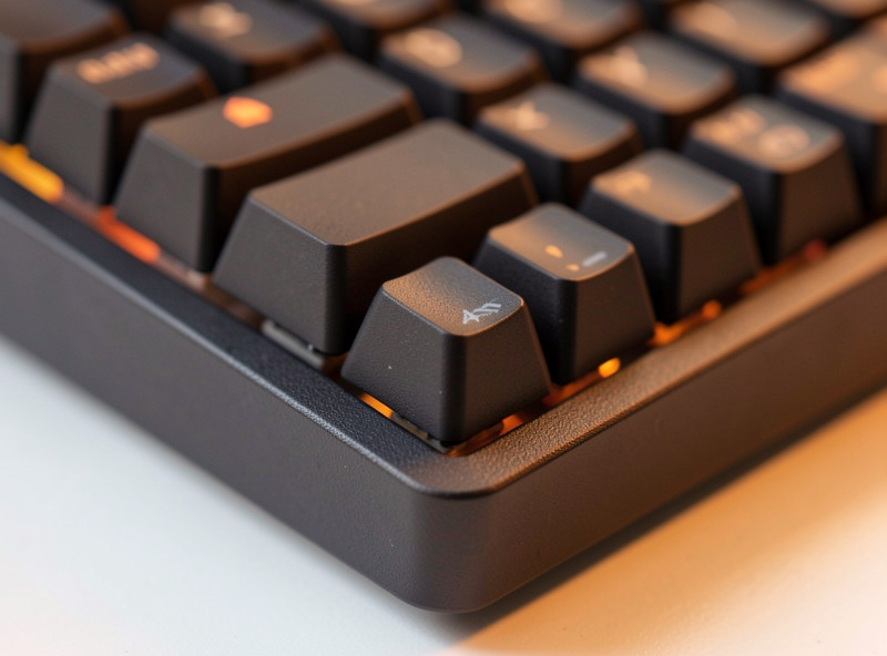 Close-up of a 65 percent mechanical keyboard showing the dedicated arrow cluster packed against the right edge