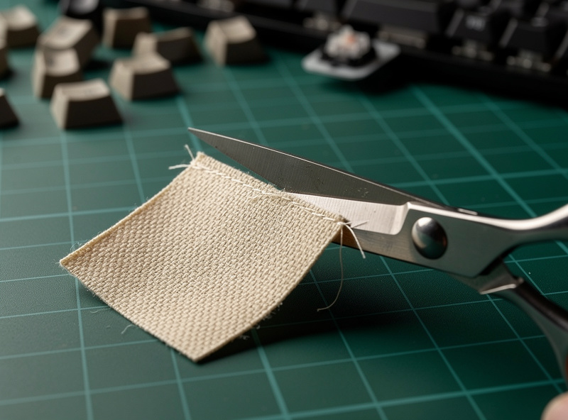 Cutting a small square from the woven pad of a fabric bandage for the band-aid mod
