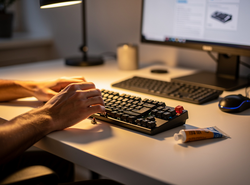 Quick keyboard stabilizer maintenance done with the board flat on the desk