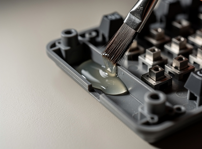 Brushing thin lube into a keyboard stabilizer housing channel