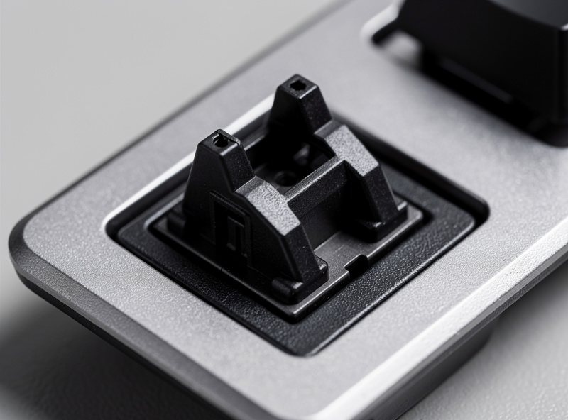 A plate-mount stabilizer clipping into a keyboard plate cutout from the top