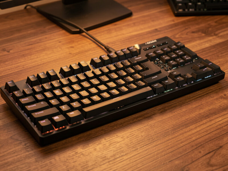 A 65 percent and a 75 percent mechanical keyboard side by side on a desk