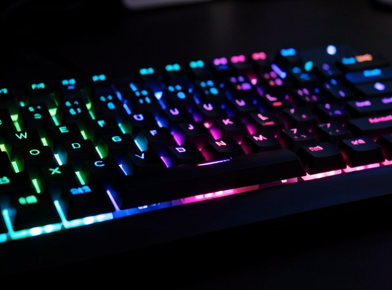 A wireless mechanical keyboard with RGB backlighting glowing on a dark desk